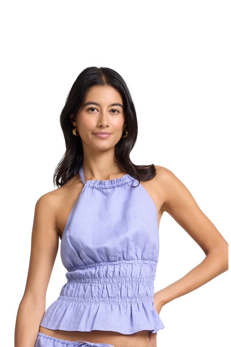 Air Linen Smocked Halter Top, Alternate, color, PERIWINKLE