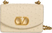 Valentino Garavani Small DeVain Ostrich Leather Shoulder Bag