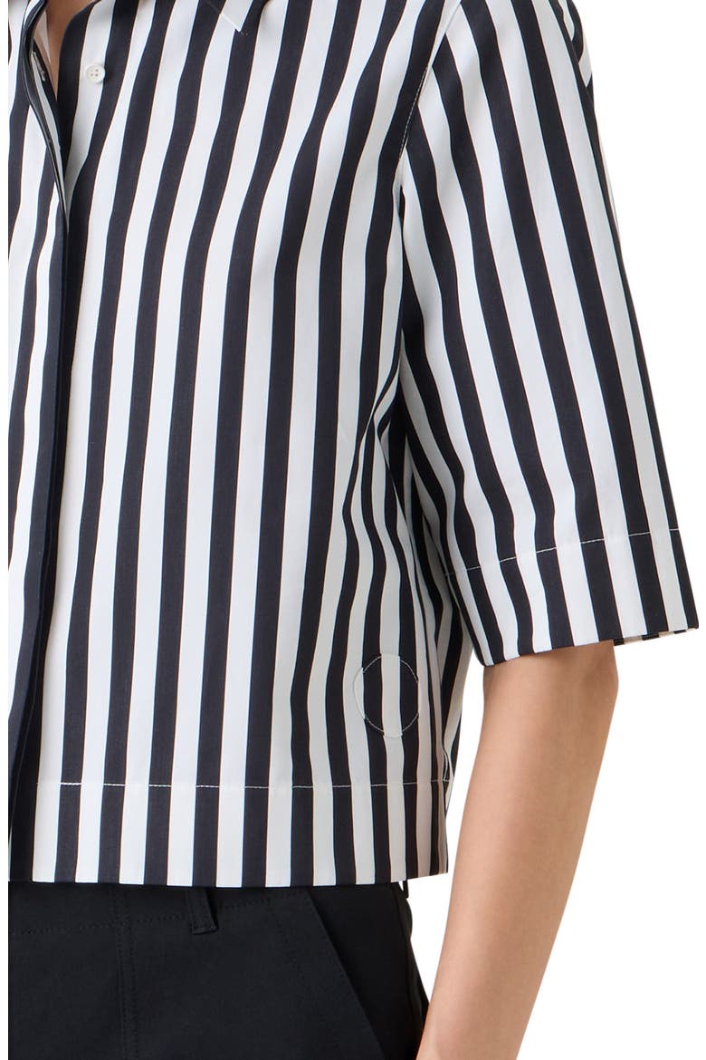 Boxy Kodak Stripe Short Sleeve Cotton Poplin Button-Up Shirt, Alternate, color, BLACK-CREAM