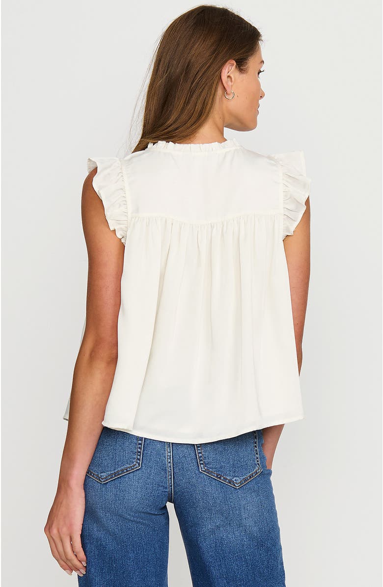 Lands' End Split Neck Satin Ruffle Blouse, Alternate, color, Ivory