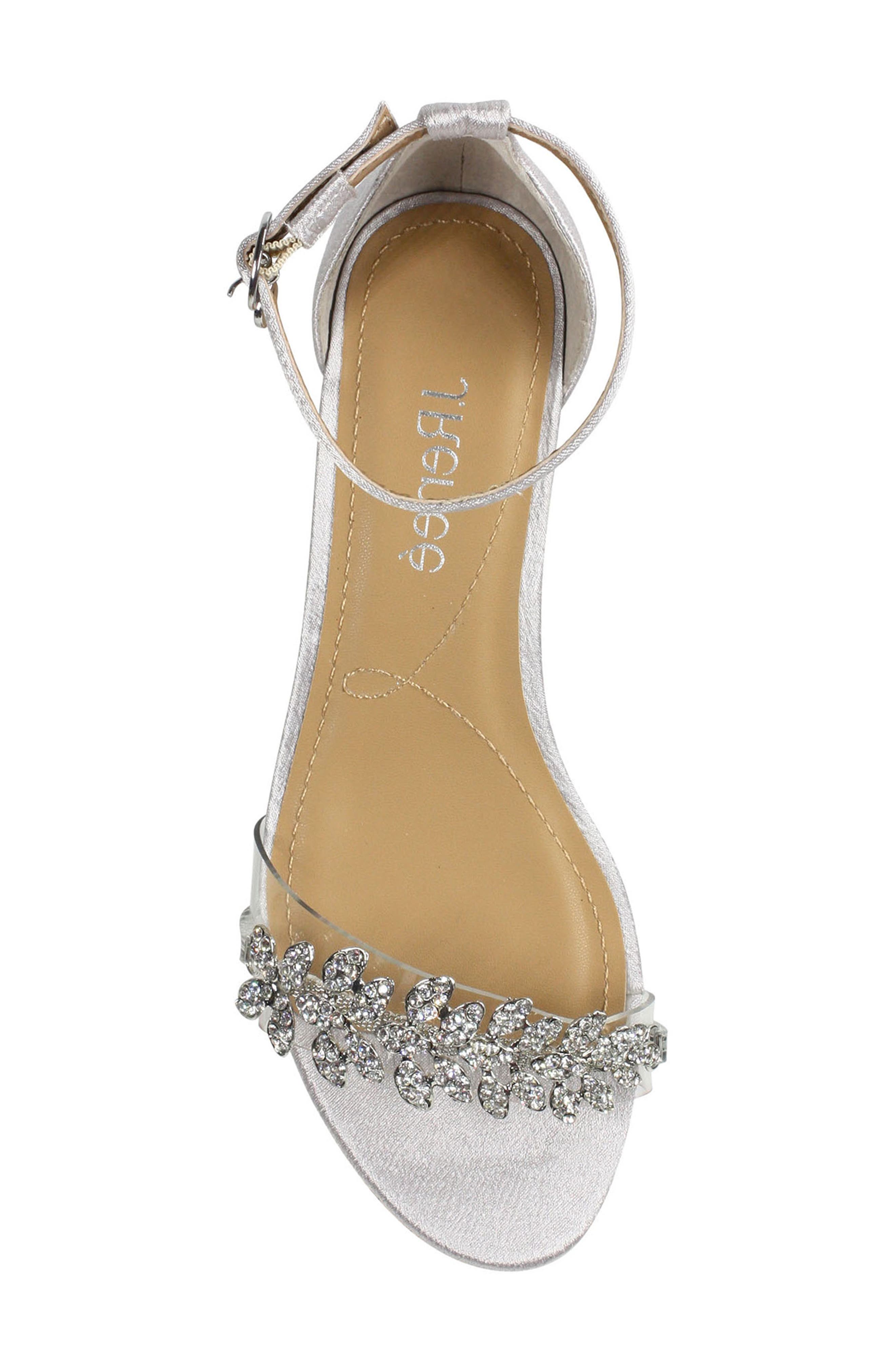 Evania Ankle Strap Sandal, Alternate, color, SILVER FABRIC