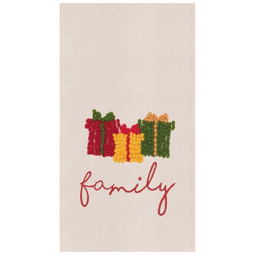 C & F Home C&f Home Christmas Presents "family" French Knot Embroidered Cotton Beaded Guest Dishtowel In Multi
