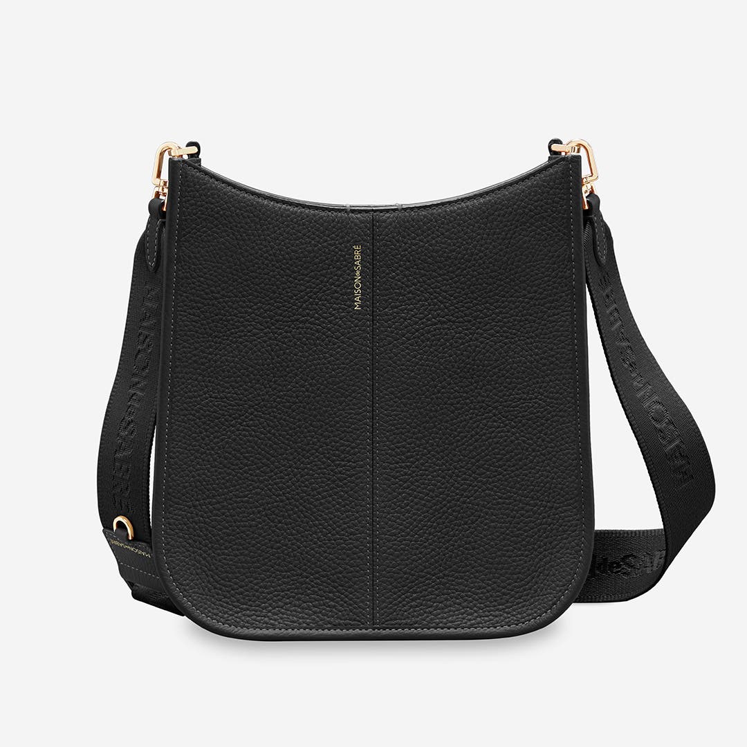 MAISON de SABRÉ Leather Saddle Bag, Main, color, Black Caviar