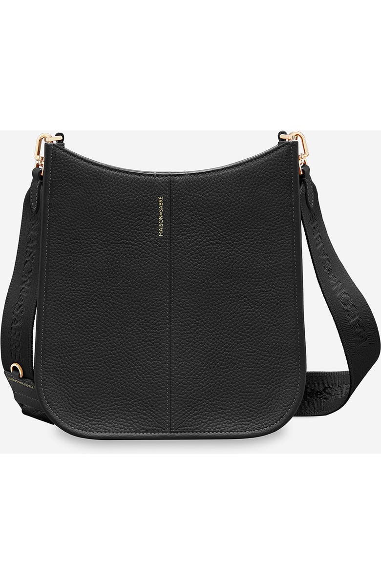 MAISON de SABRÉ Leather Saddle Bag, Main, color, Black Caviar