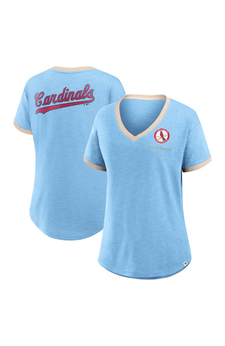 FANATICS Women's Fanatics Light Blue St. Louis Cardinals Binge Worthy Stadium Slub V-Neck T-Shirt, Alternate, color, Light Blue