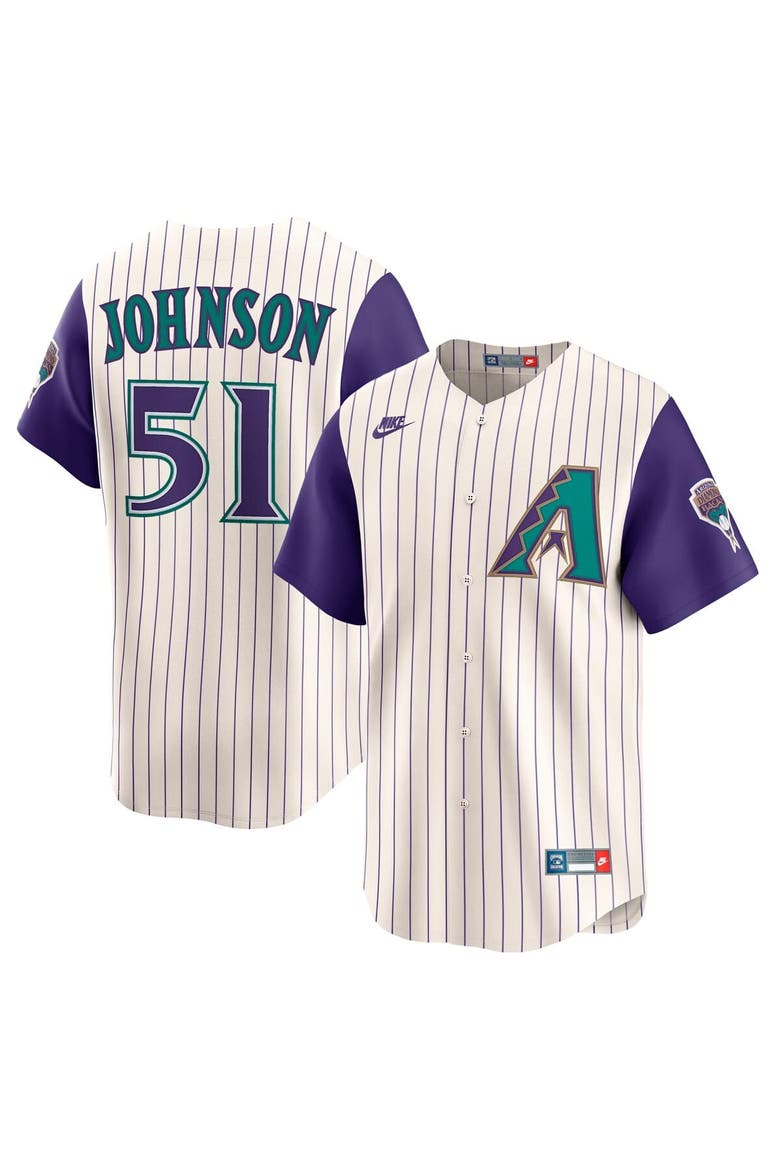 Men's Nike Randy Johnson Cream Arizona Diamondbacks Throwback Cooperstown Collection Limited Jersey, Main, color, Cream