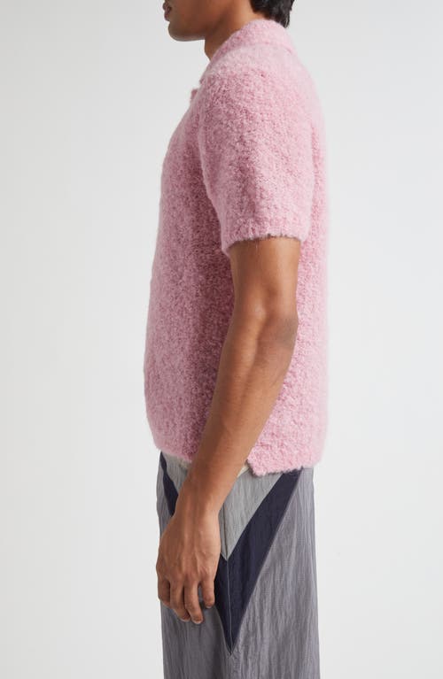 Erl Gender Inclusive Alpaca Blend Polo Sweater In Pink