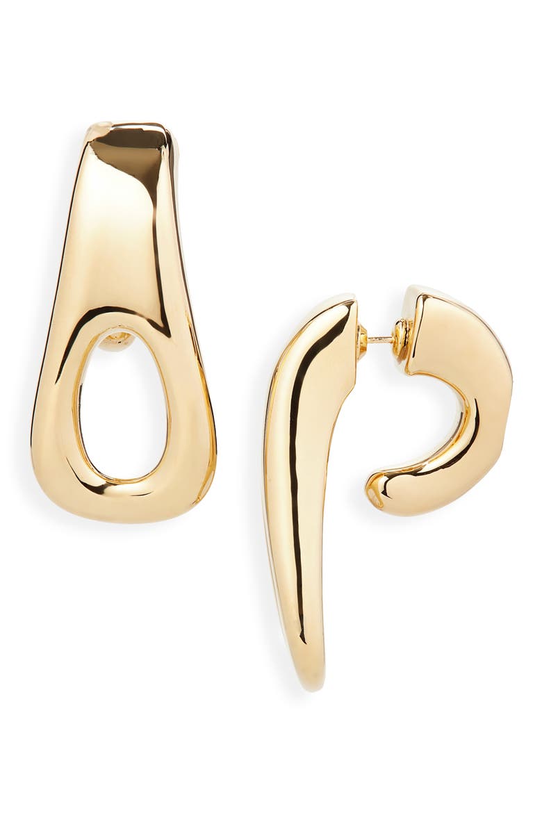Zip Pull Single Earring, Main, color, GOLD