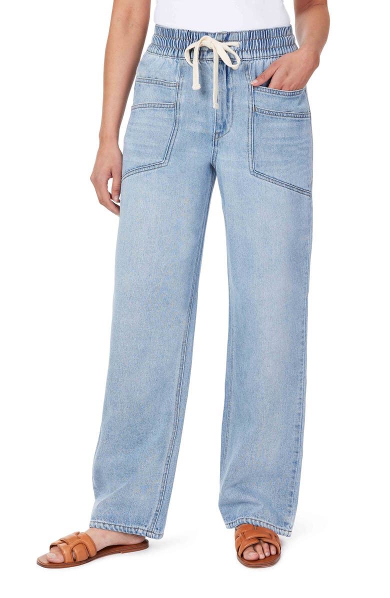 Kensie High Waist Drawstring Wide Leg Jeans, Main, color, 