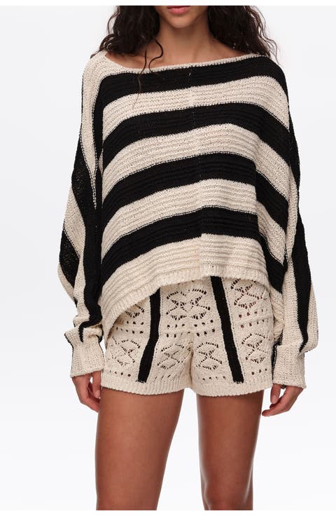 Striped Oversize Cropped Sweater