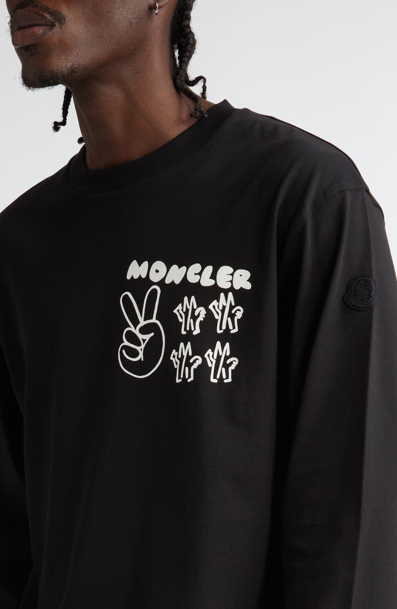 Moncler Logo Long Sleeve Cotton Graphic T-Shirt, Alternate, color,