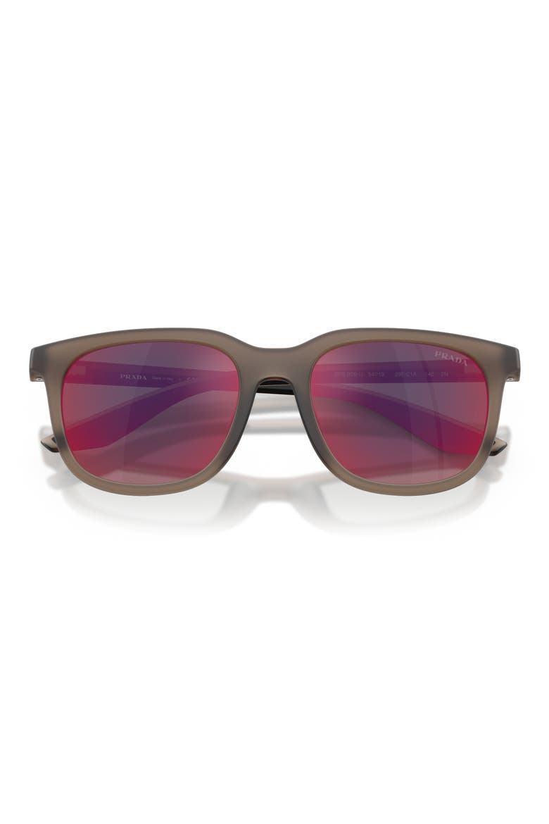 54mm Pillow Sunglasses, Alternate, color, BROWN / DARK GREY BLUE/ RED