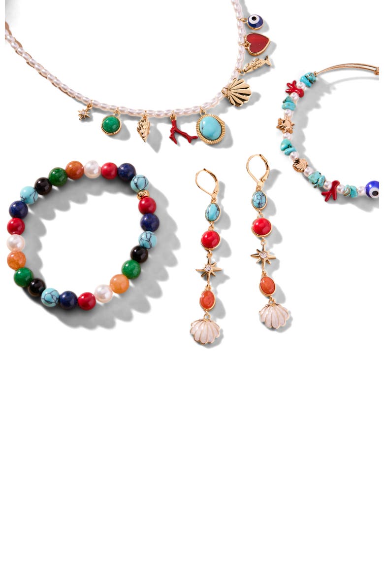 Moonlight Beach Pearl Charm Necklace, Alternate, color, Multi