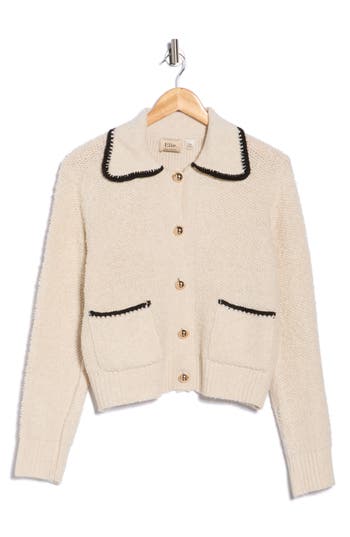 Elie Elie Tahari Contrast Trim Buttoned Cardigan In Multi