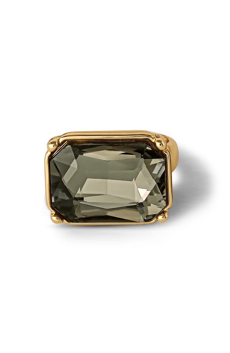 Jessica Simpson Gold-Tone Smoky Black Rectangle Stone Ring, Alternate, color, 