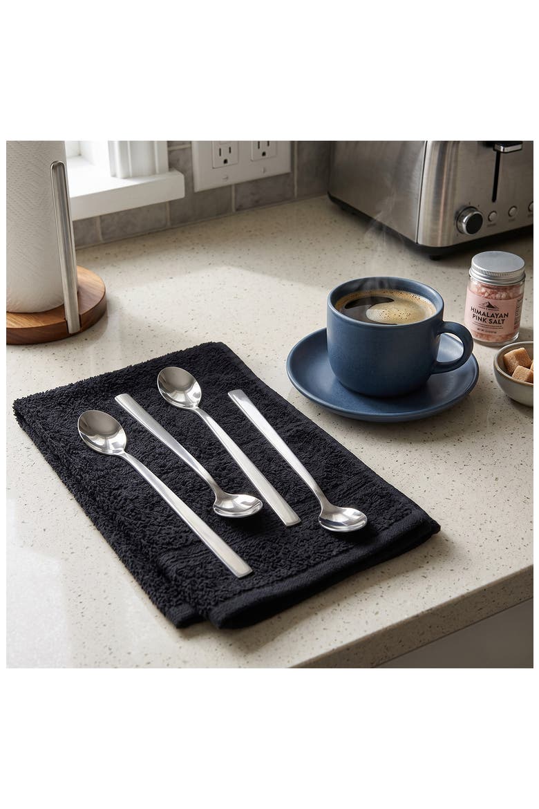 Leo Pure Set of 4 Spoons, Alternate, color, SILVER