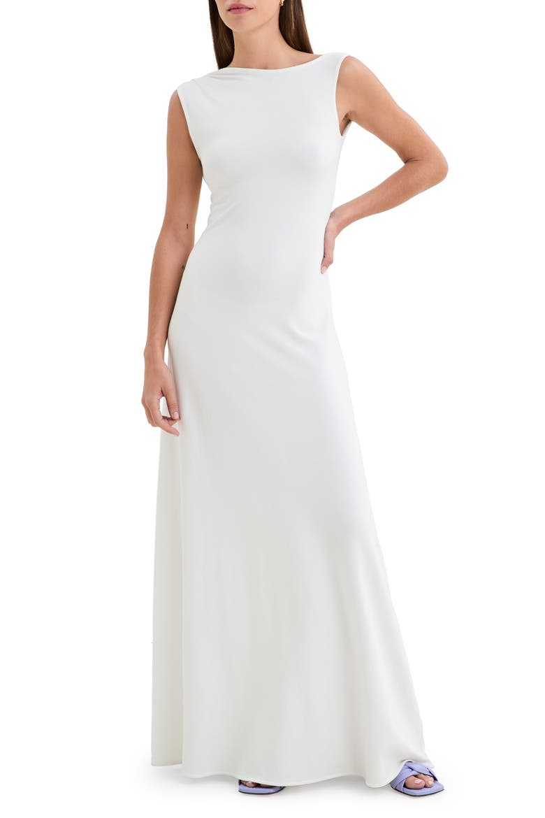 Laurel Sleeveless Stretch Jersey Gown, Main, color, OFF WHITE