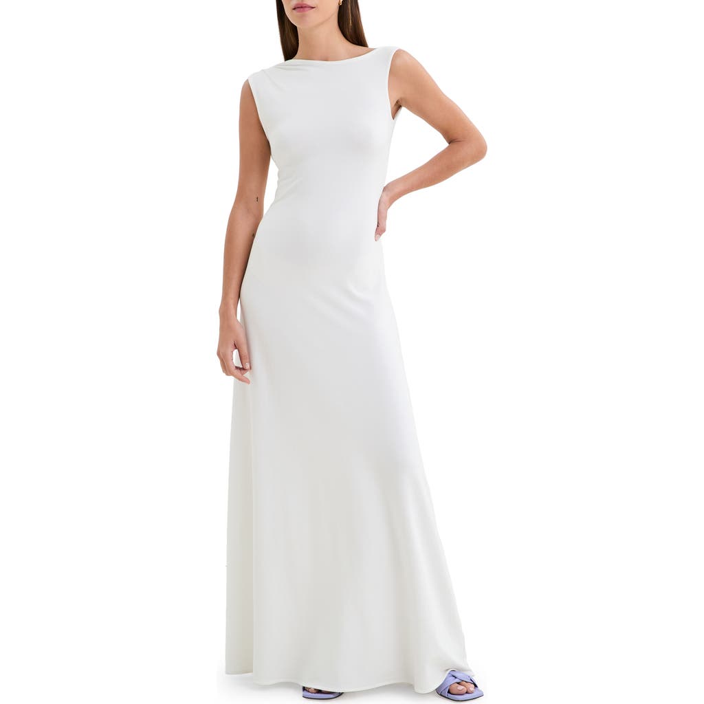 Marcella Laurel Sleeveless Stretch Jersey Gown In White