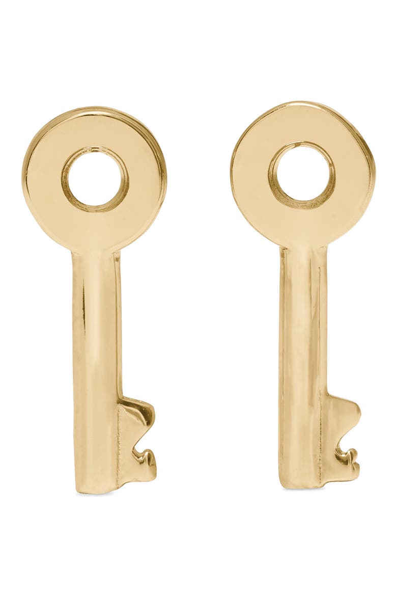 Key Stud Earrings, Main, color, GOLD