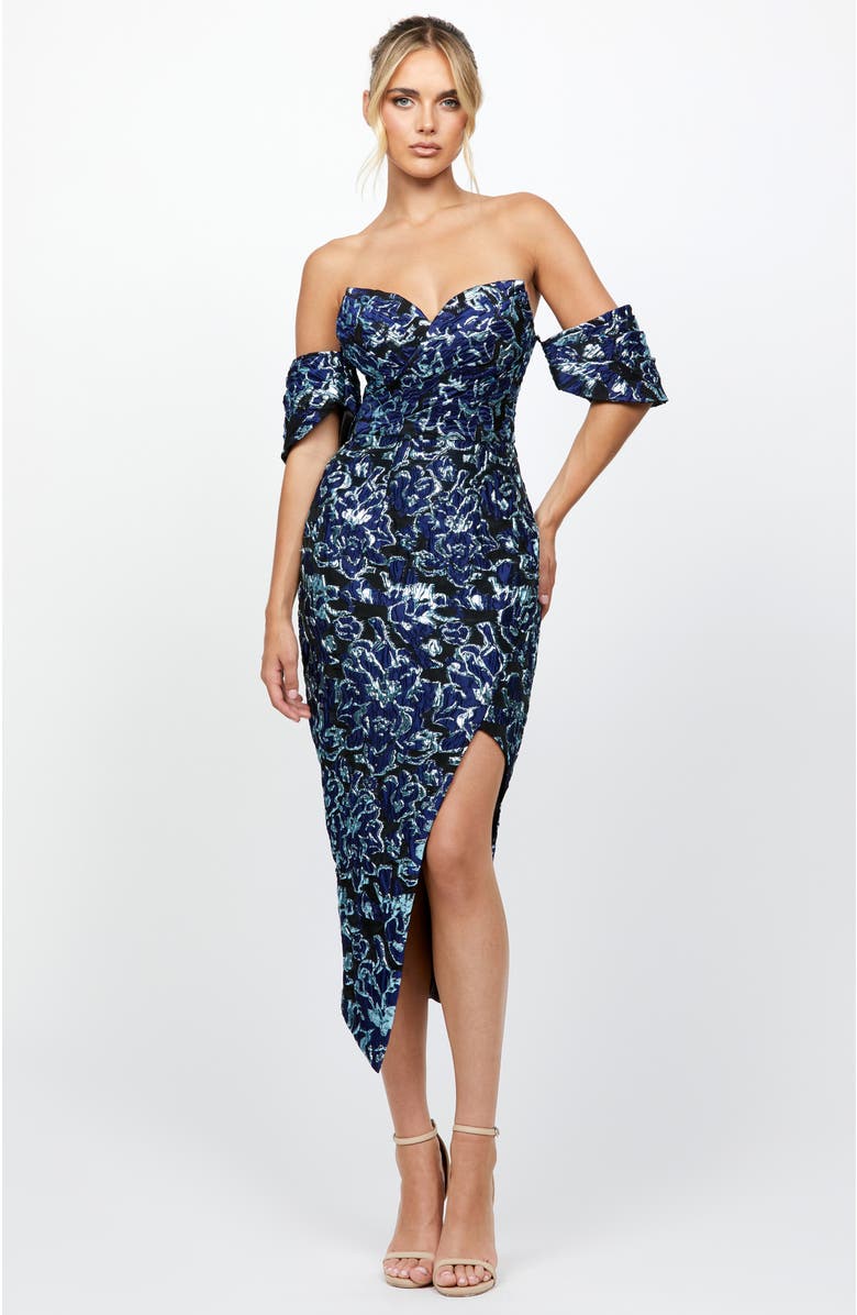 Bariano Jordana Jacquard Midi, Alternate, color, Blue
