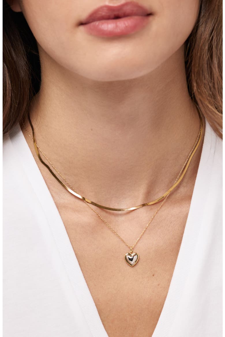Heart Pendant Necklace, Alternate, color, GOLD / SILVER