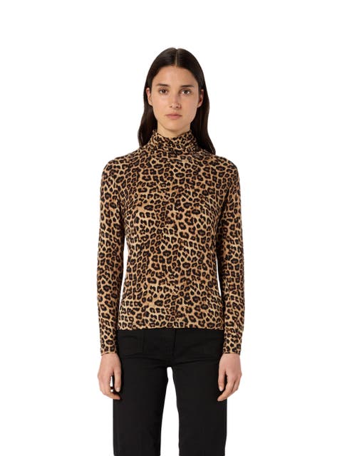 Helene Long Sleeve Printed Roll Neck Top