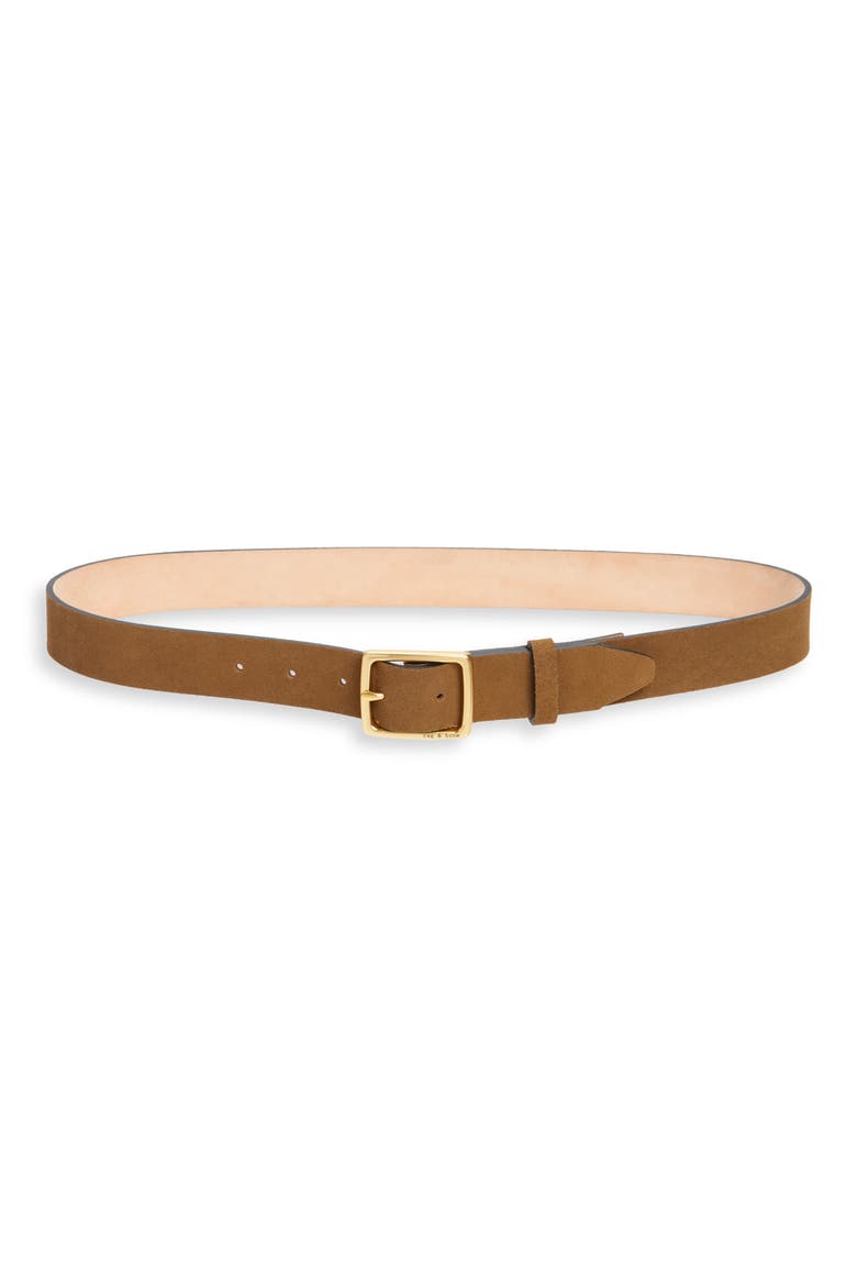 Slim Boyfriend Belt, Main, color, KHAKI OLIVE SUEDE