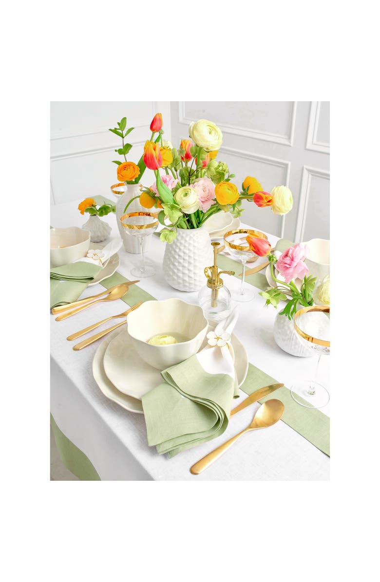 Solino Home Linen Dinner Napkins - Contempo, 20" x 20", Alternate, color, Sage Green And White