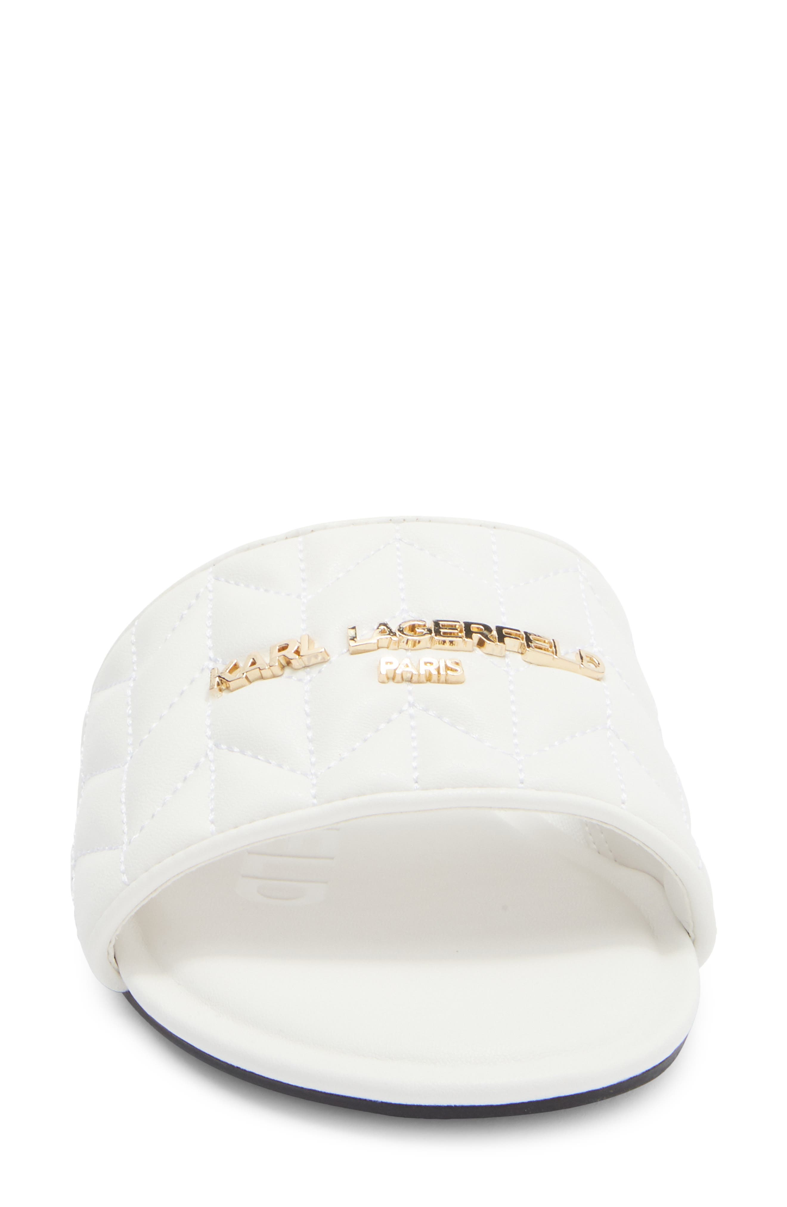 KARL LAGERFELD PARIS Cati Quilted Slide Sandal, Alternate, color, White