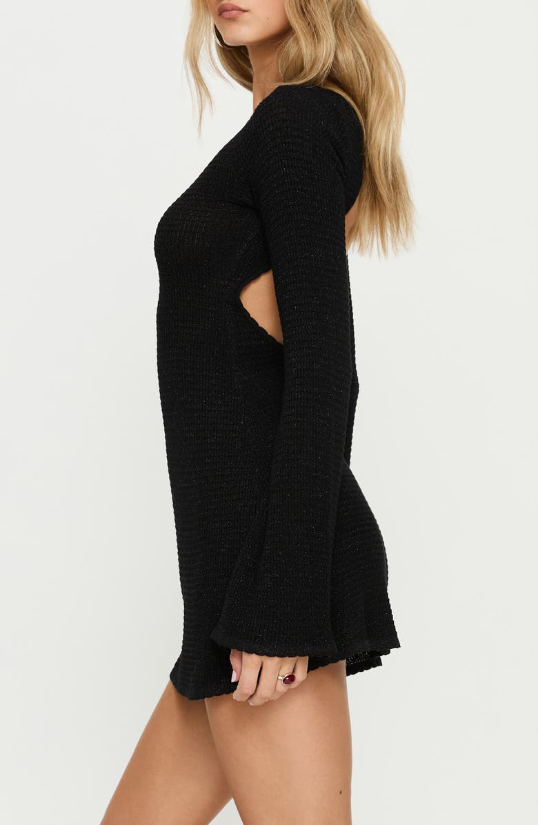 Princess Polly Rhapsody Metallic Back Cutout Long Sleeve Sweater Minidress, Alternate, color, 