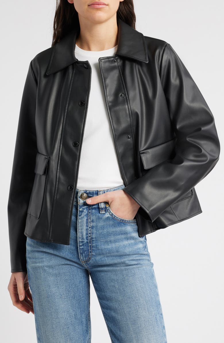 Sam Edelman Faux Leather Swing Jacket, Alternate, color, Black