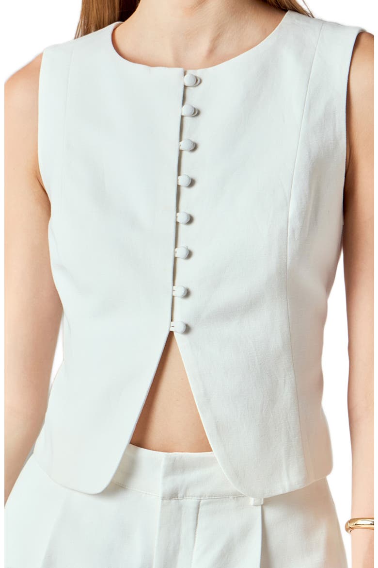 Linen & Cotton Vest, Alternate, color, IVORY
