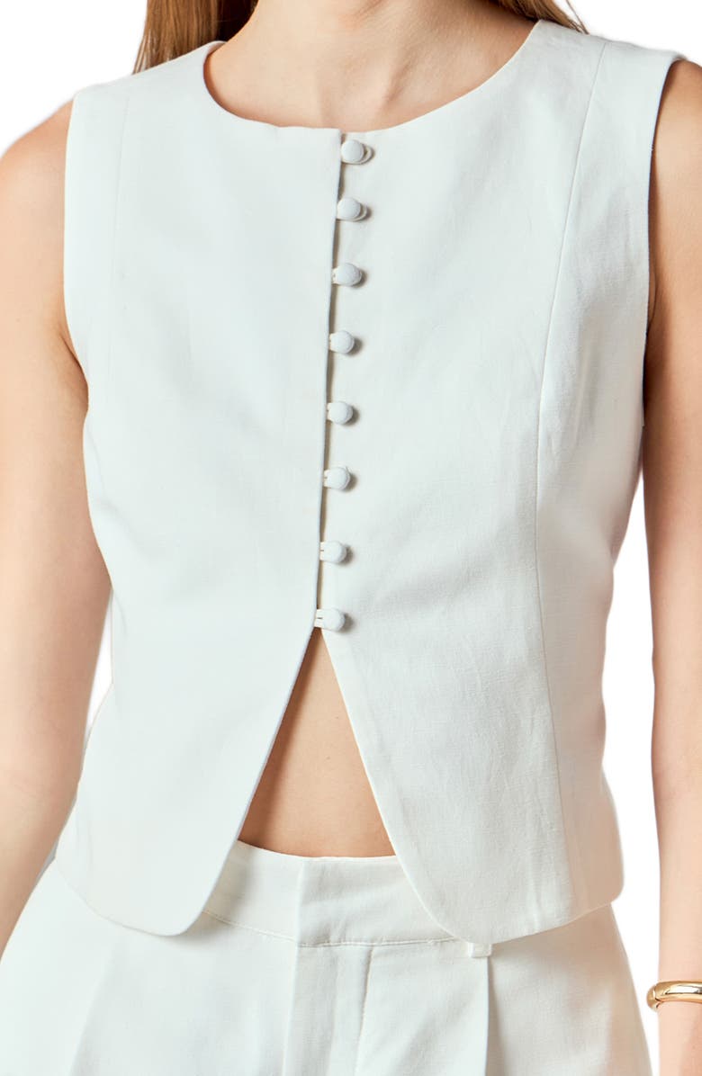 Endless Rose Linen & Cotton Vest, Alternate, color, Ivory