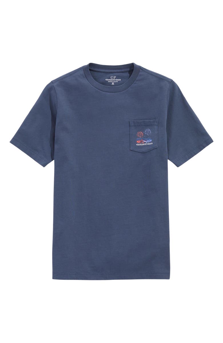 vineyard vines Kids' Glow in the Dark Beach Fireworks Pocket Graphic T-Shirt, Main, color, 