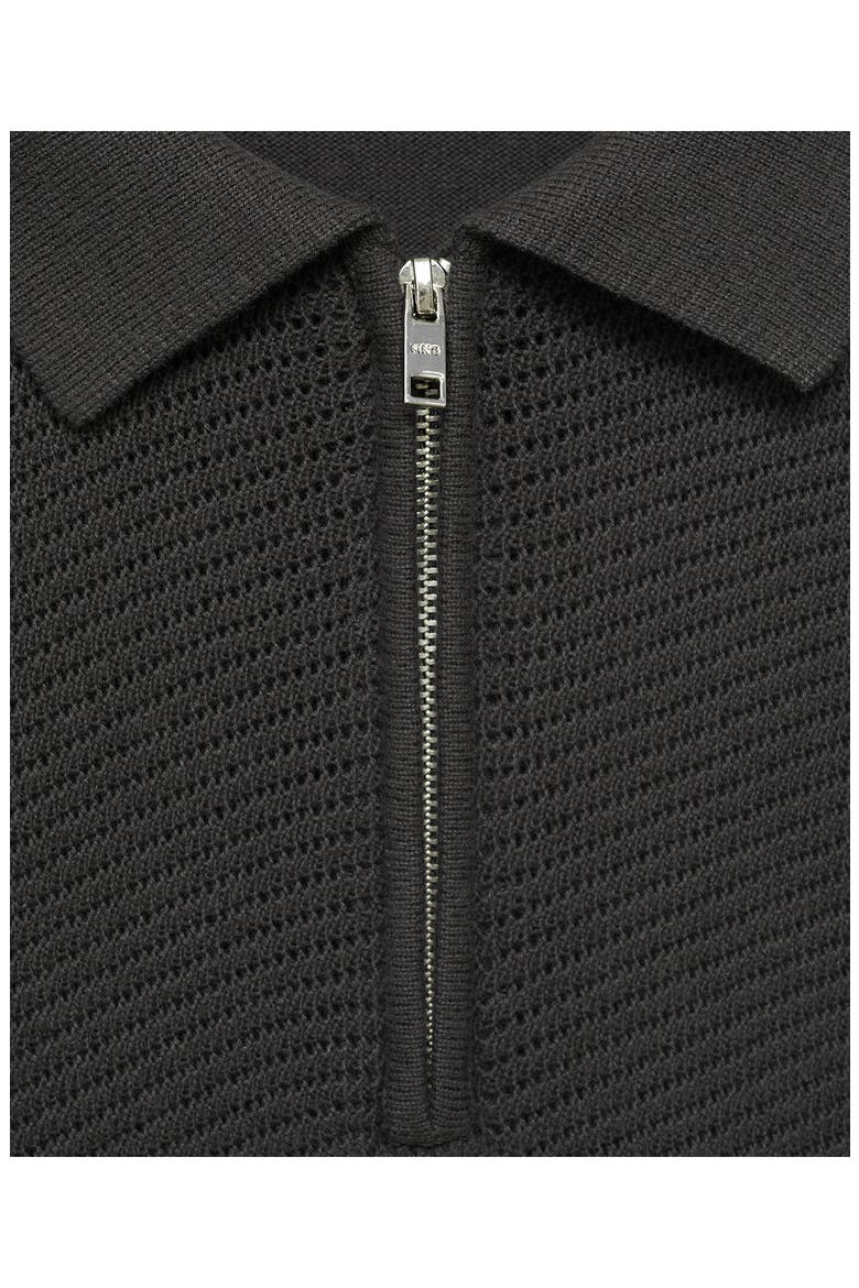 Openwork Zip Polo, Alternate, color, CHARCOAL