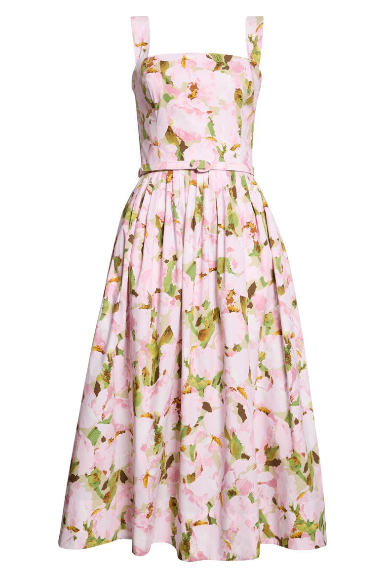 Watercolor Iris Cotton Stretch Poplin Sundress, Alternate, color, PINK/ IVORY