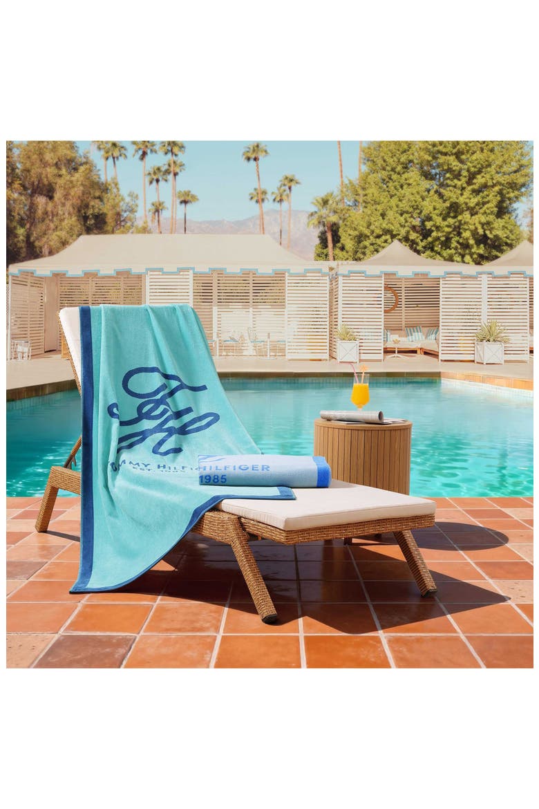 Colorblock Monogram Beach Towel, Alternate, color, BAJA BREEZE/ ROYAL BLUE