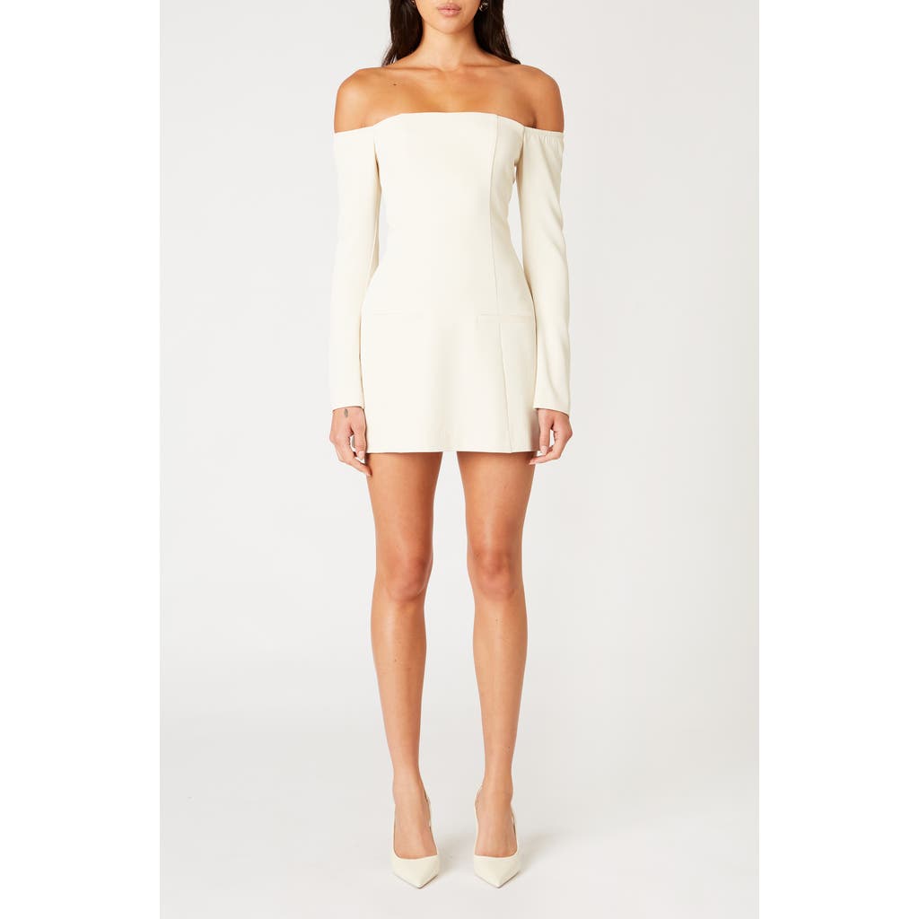 Nia Moira Off The Shoulder Long Sleeve Minidress In Gray