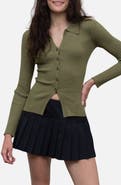 Blu Pepper Collared Rib Cardigan