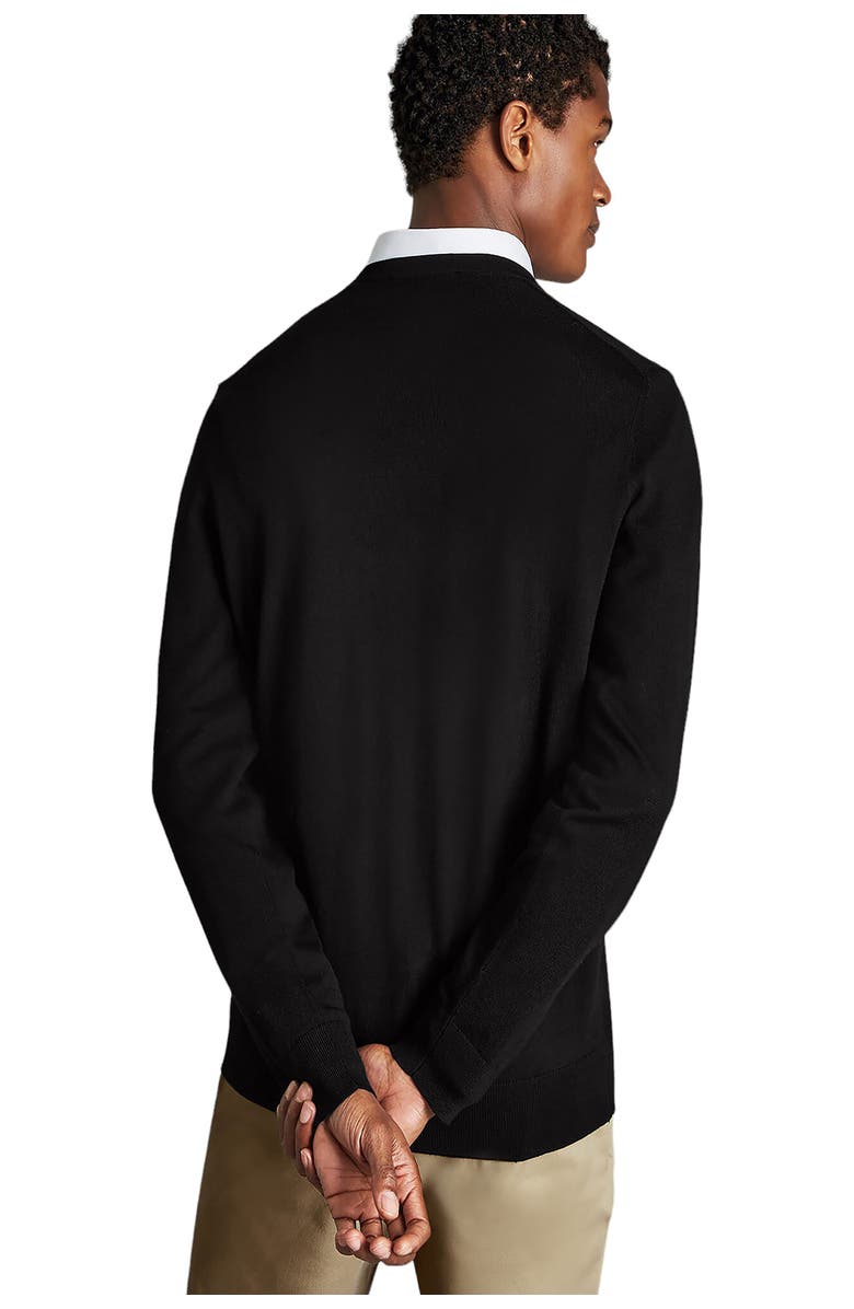 Charles Tyrwhitt Pure Merino V Neck Sweater, Alternate, color, Black