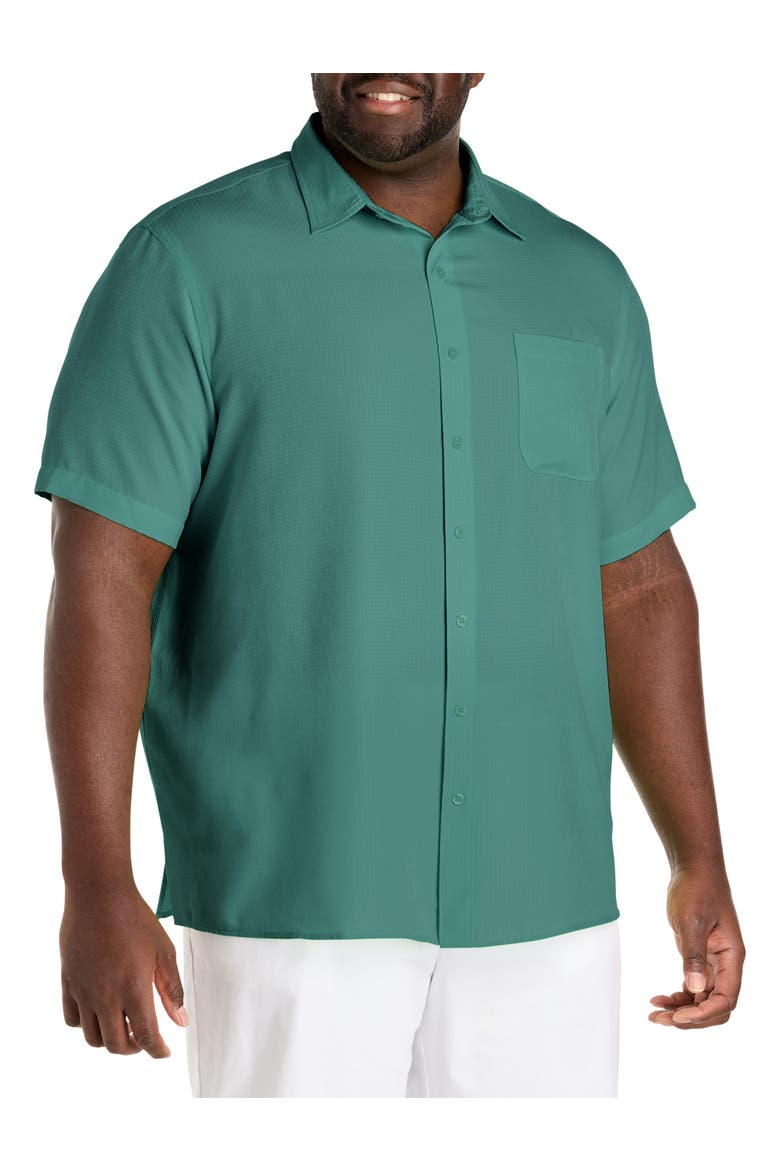 Microfiber Comfort Grid Sport Shirt, Main, color, NORTH SEA