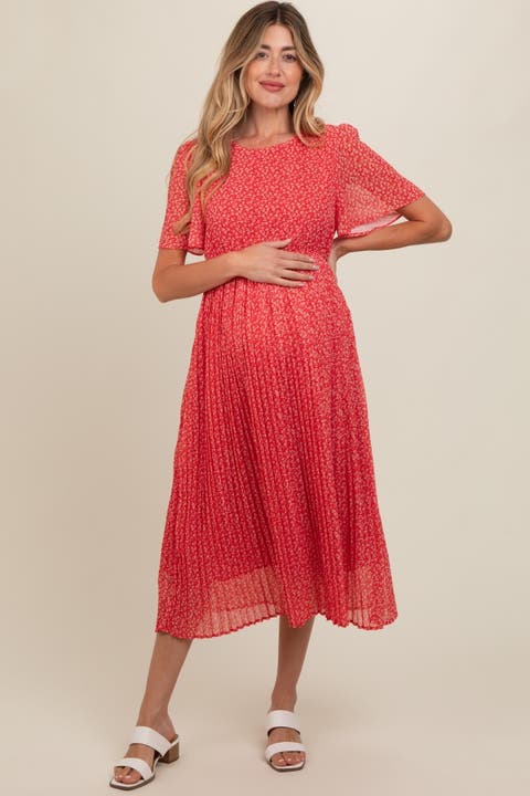 Floral Pleated Midi Dress