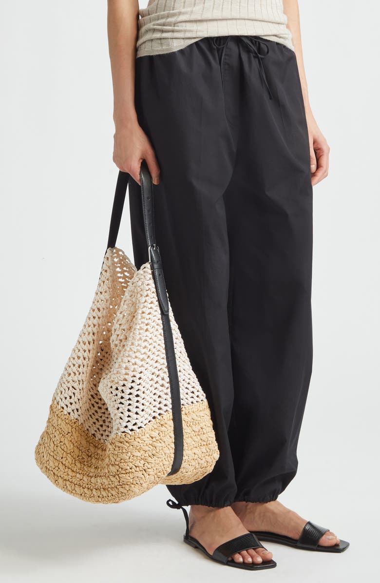 TOTEME Belted Paper Straw Tote, Alternate, color, Ecru/ Vanilla