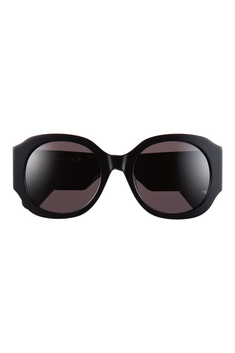 55mm Round Sunglasses, Main, color, BLACK BLACK GREY
