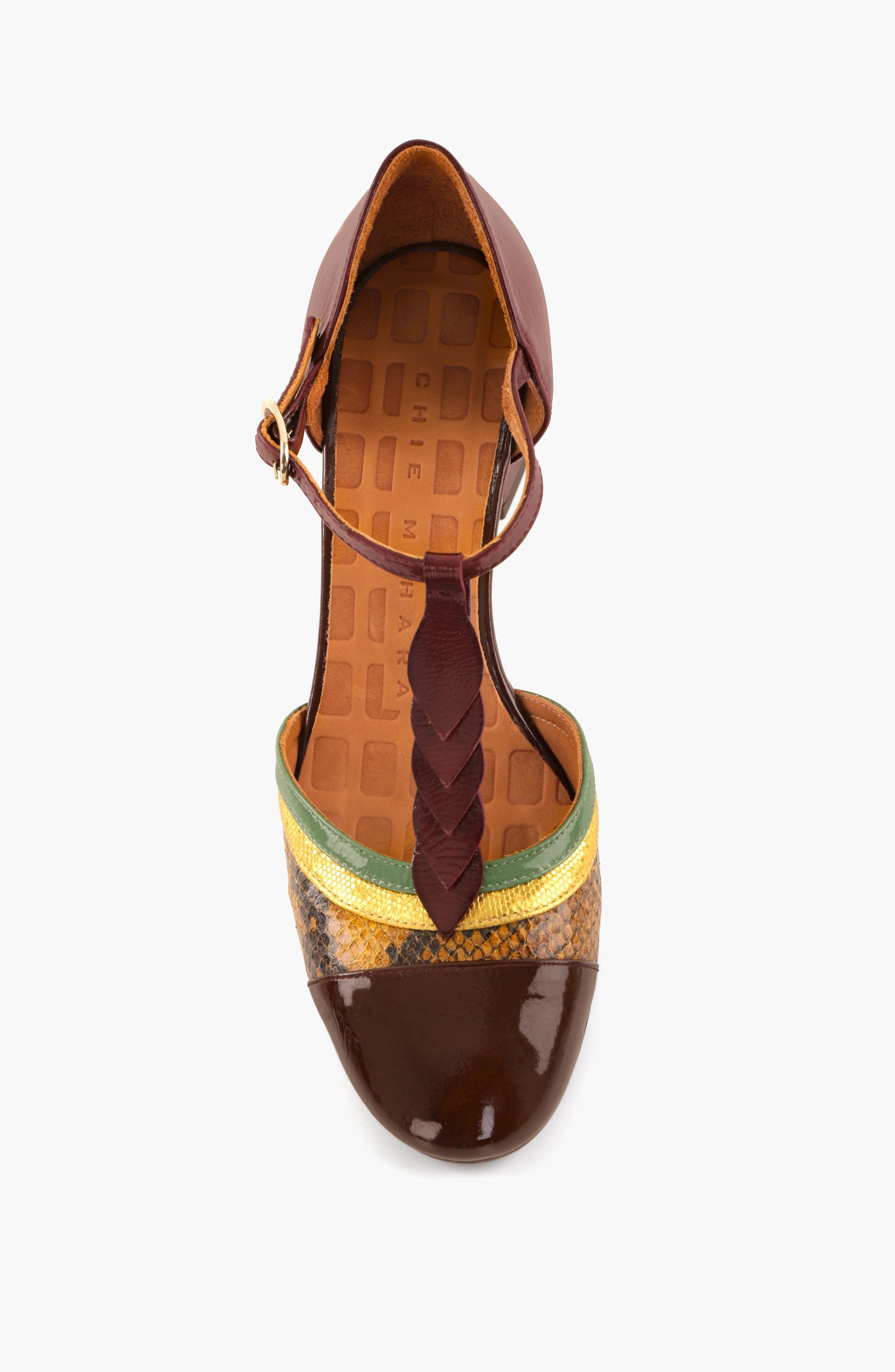 Snake print patent leather Buckle Pump, Alternate, color, Garnet