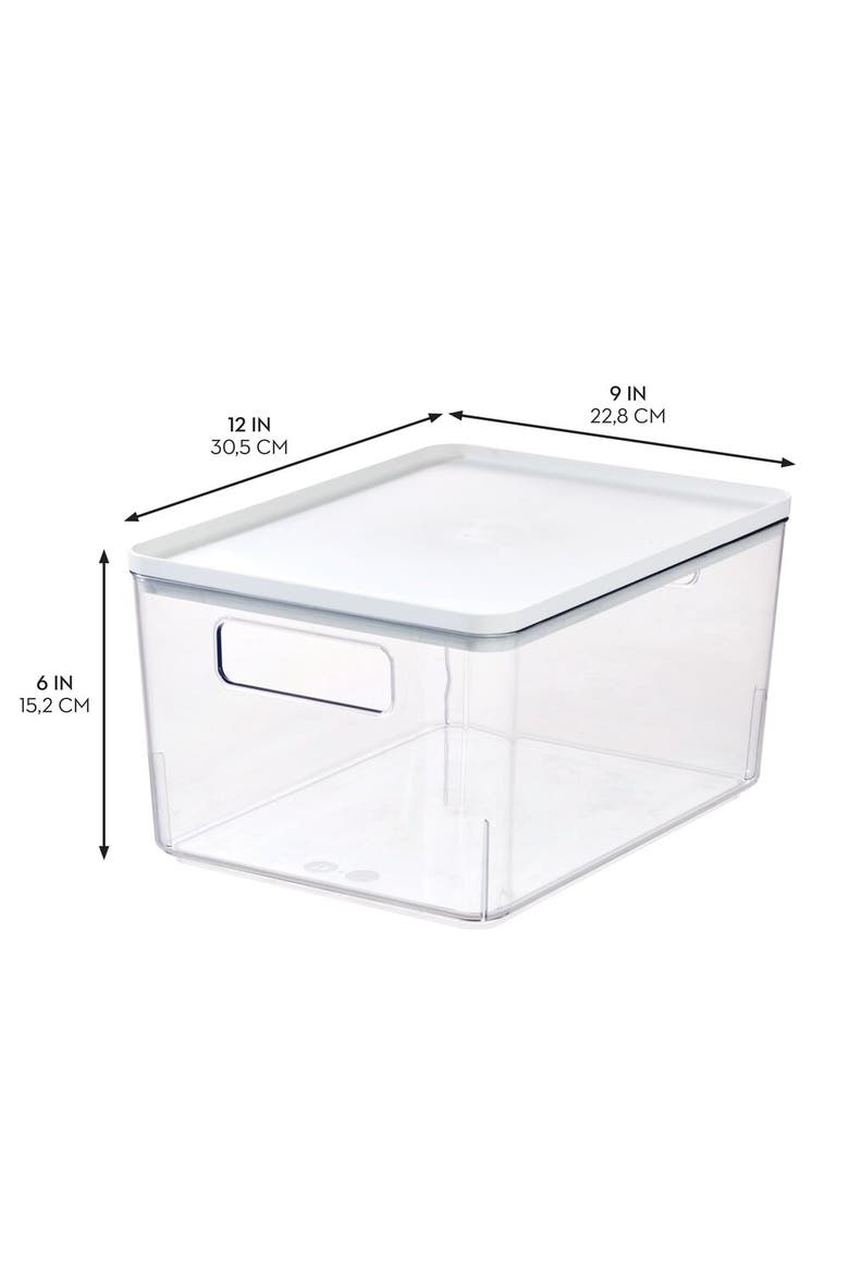 Pantry Bin with Removable Lid - Plastic Storage Bin with Handles - Set of 6, Clear/White, Alternate, color, Clear