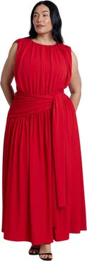 ELOQUII Tie Detail Drop Waist Maxi Dress