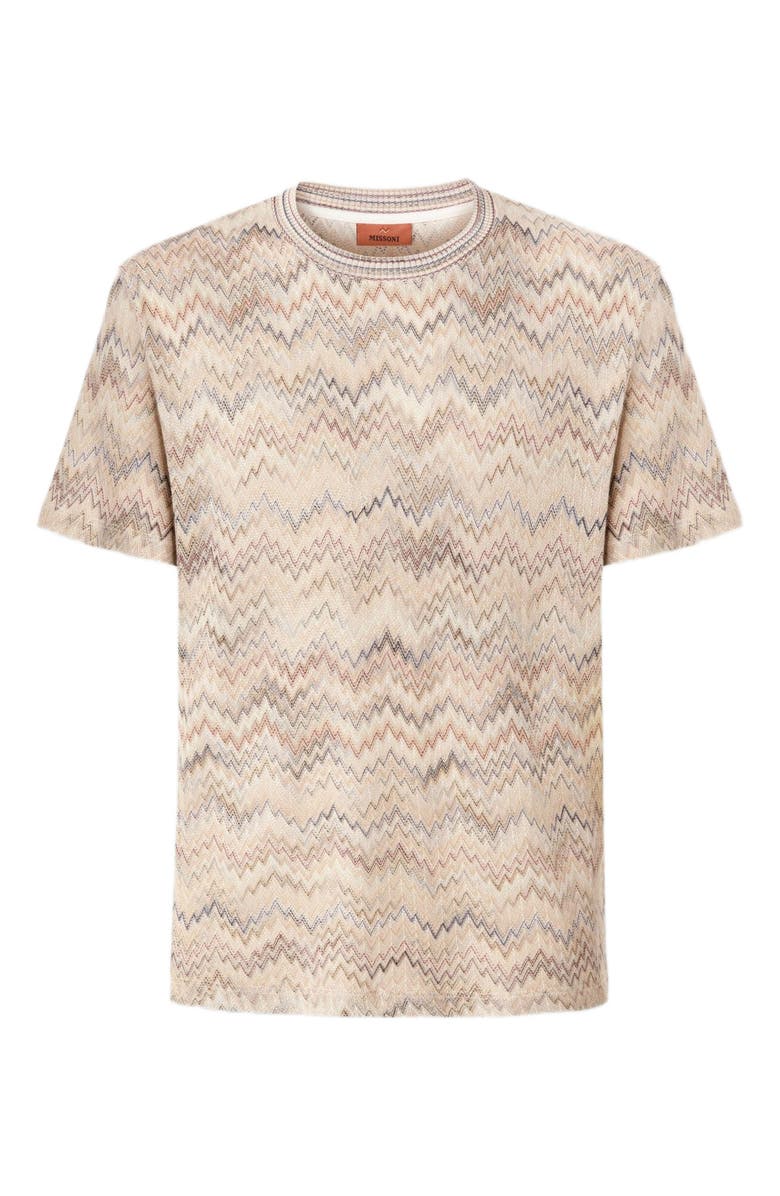 Missoni Crew-neck Cotton T-shirt With Dégradé Snake Pattern, Alternate, color, Beige& White