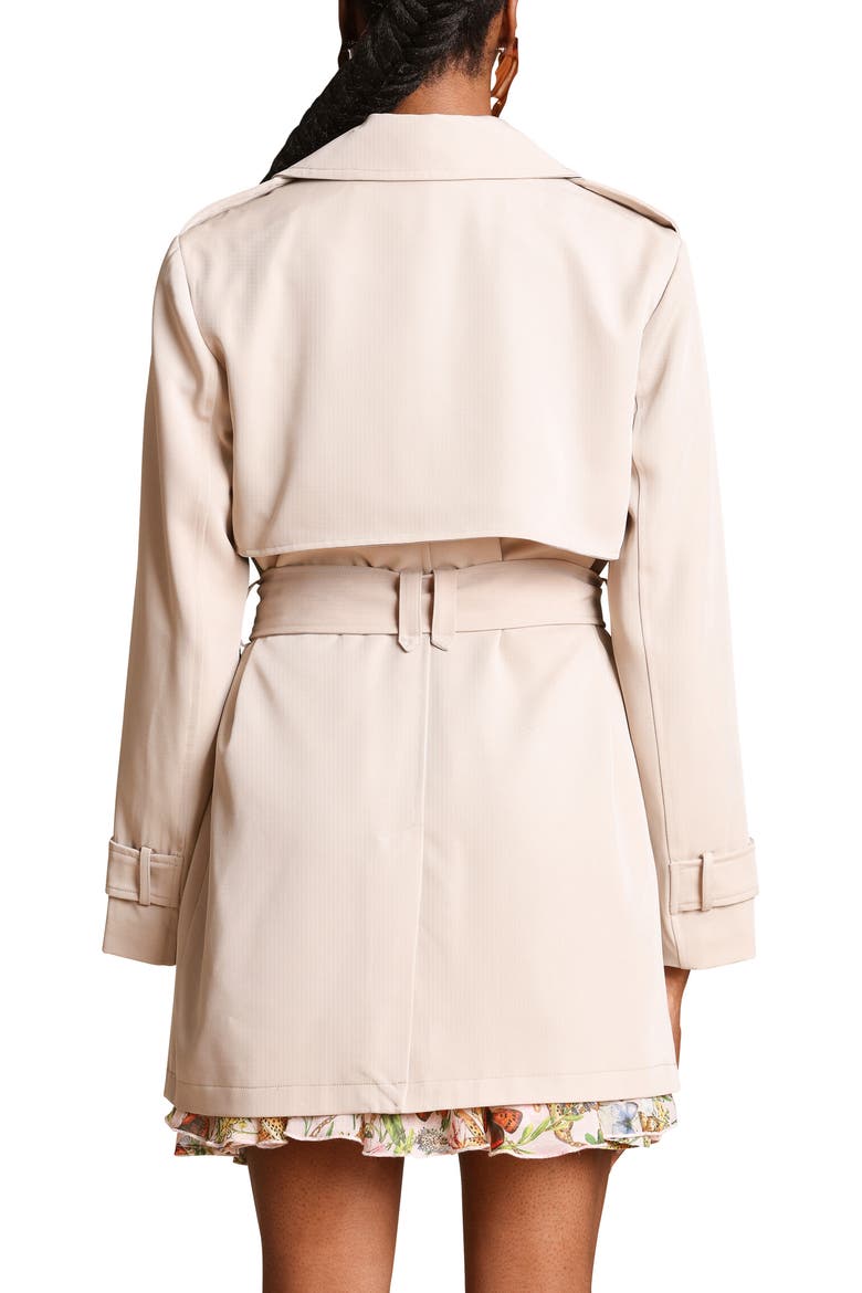 Double Breasted Short Trench Coat, Alternate, color, SANDSTONE