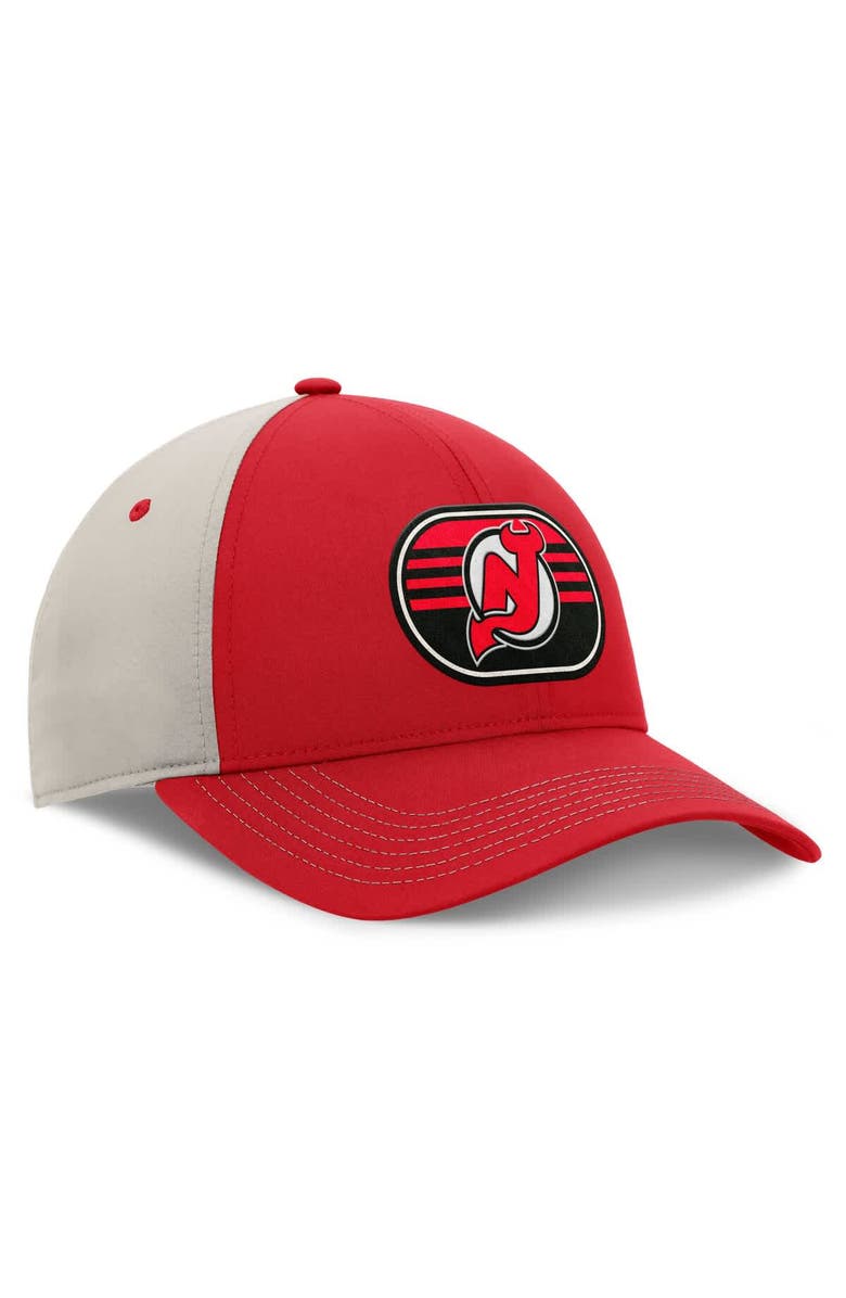 FANATICS Men's  Fanatics  Red/Gray New Jersey Devils 2025 Stanley Cup Playoffs Locker Room Trucker Adjustable Hat, Alternate, color, 